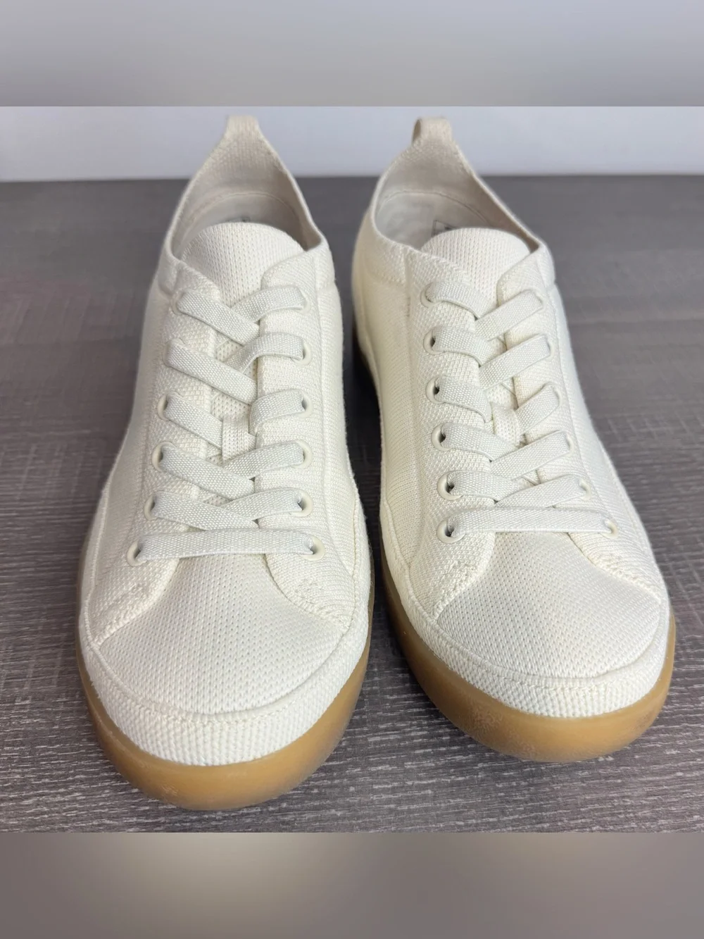Vionic Cream Canvas Lace-Up Flats with Gum Soles